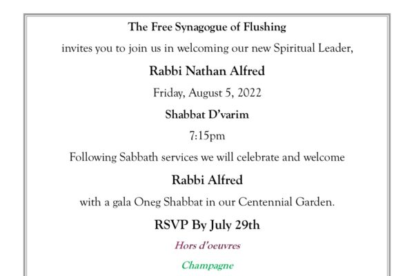 Welcome Rabbi Alfred